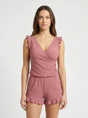 Honey Mark Ginger Swim Romper in Dusty Rose